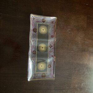 Vintage Rectangle Serving Dish Gold Accents Polderman
